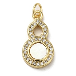 Real 18K Gold Plated Brass Micro Pave Cubic Zirconia Pendants, Cadmium Free & Lead Free, with Shell, Gourd, Real 18K Gold Plated, 20.5x11x3mm, Hole: 3.4mm