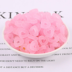 Pearl Pink Opaque Resin Cabochons, Imitation Candy, Druzy Hollow Heart, Pearl Pink, 15x15mm