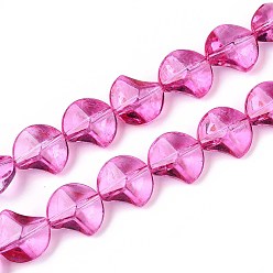 Камелия Краска для выпечки, прозрачные стеклянные бусины, нити, самородки, камелия, 13.5x13.5x8.5~9 мм, отверстие : 0.8~0.9 мм, около 50 шт / нитка, 26.38 дюйм (67 см)