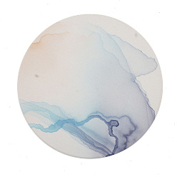 Slate Blue Porcelain Cup Mats, Coasters, Hot Pads, Heat Resistant, Flat Round with Marble Pattern, Slate Blue, 103mm