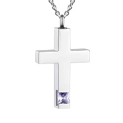 чертополох Ожерелье с подвеской в виде креста, мемориальные украшения из нержавеющей стали для мужчин и женщин, чертополох, 21.65 дюйм (55 см)