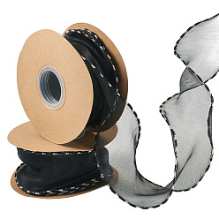 Черный Полиэфирная лента, для аксессуаров для одежды, украшение подарка, чёрные, 2-3/8 дюйм (60 мм), около 9.84 ярдов (9 м) / рулон
