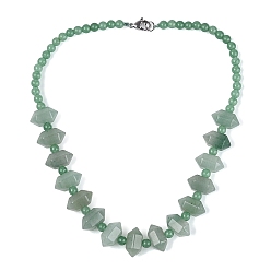 Green Aventurine Natural Green Aventurine Round & Cone Beaded Necklaces, with Stainless Steel Clasps, 18.50 inch(47cm)~19.49 inch(49.5cm)