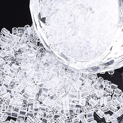 Clear FGB Grade A Glass Seed Beads, Hexagon(Two Cut), Transparent Colours, Clear, 1.5~2.5x1.5~2mm, Hole: 0.8mm, about 2100pcs/bag, 450g/bag