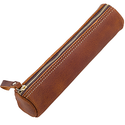 Седло Коричневый 1сумки для карандашей из коровьей кожи, пенал, с молнией из сплава, колонка, седло коричневый, 205x54.5x49.5 мм