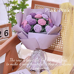 Фиолетовый Ручная работа, держащая в руках пакет с цветочным материалом, включая хлопковую нить, инструмент для вязания крючком, маркеры замков крючком, бумага для упаковки цветочных букетов, фиолетовые, 45x25 см