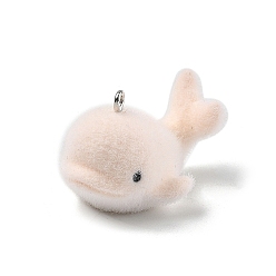 Whale Кулоны из флокированной смолы, с железной платиной петлей, кит, 21x25x33 мм, отверстие : 2 мм