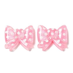 Pink Кабошоны из полупрозрачной смолы, горошек бантом, розовые, 16.5x18.5x5 мм