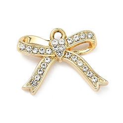 Золотой Подвески из сплава и страза, бантом прелести, uv покрытие, золотые, 16.5x21.5x4.3 мм, отверстие : 1.8 мм