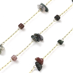 Турмалин 304 кабельные цепи из нержавеющей стали, с турмалиновой крошкой, текстурированные овальные цепные цепи, пайки, с катушкой, 5~8.5x5~8.5x5~6.5 мм, около 32.81 футов (10 м) / рулон