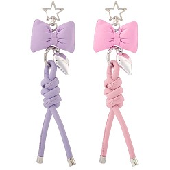(52) Непрозрачная лаванда 2шт 2 цвета брелок из искусственной кожи, аксессуары для подвешивания сумок с бантом, разноцветные, 150 мм, 1 шт / цвет