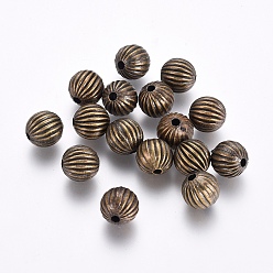 Antique Bronze CCB Plastic Corrugated Beads, Round, Grooved, Antique Bronze, 10mm, Hole: 2mm