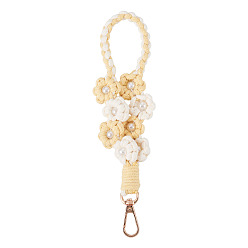 Желтый Подвески в виде цветов, сплетенные вручную, с поворотными застежками сплава, желтые, 205x32 мм