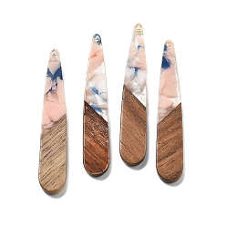 Лавандовый румянец Подвески из смолы и ореха, слеза, лавандовый румянец, 43.5x7.5x3.5 мм, отверстие : 1.5 мм