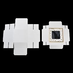 Белый Картонные подарочные коробки с золотым тиснением в горошек, с видимым окном, квадратный, белые, 15x15x6.2 см