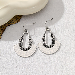 Античное Серебро Серьги-подвески в стиле бохо из искусственной кожи с веером, античное серебро, 47x29 мм