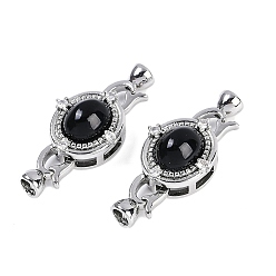 Платина Латунное микропейв, прозрачный кубический цирконий, складные застежки, без кадмия, без никеля и без свинца, со стеклом, овальные, платина, 35 мм