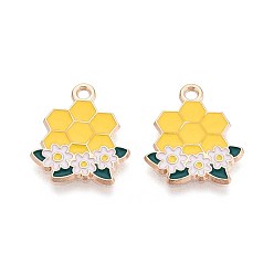 Другие Подвески из эмали и сплава, золотые, золотые, соты, 18x16x1 мм, отверстие : 1.6~1.8 мм