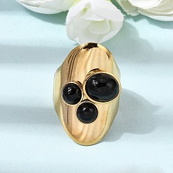 Золотой 304 открытые манжеты из нержавеющей стали для женщин, овальные, с синтетическими бирюзовый, золотые, 30.5 мм, внутренний диаметр: 18.2 мм