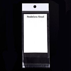 Белый Прямоугольник целлофана сумки, с серьгой, белые, 18x7.5 см, односторонняя толщина: 0.03 мм, внутренняя мера: 12x7.5 см, карта дисплея: 11x6.5x0.045 см