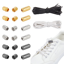 (52) Непрозрачная лаванда Хлопковые шнурки, с пластиковыми пряжками и латунными пряжками-капсулами со шнуровкой., комплекты diy кроссовки металлические шнурки замки аксессуары, разноцветные, 18x8 мм, отверстие : 3 мм