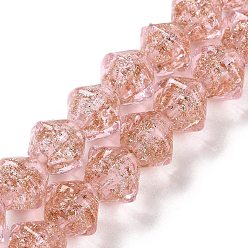 Pink Бусины ручной работы бусины золотого песка, двухконусные, розовые, 11.5x10.5 мм, отверстие : 1.5 мм, около 45 шт / нитка, 18.90'' (48 см)
