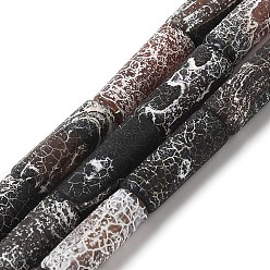 Черный Естественные выветрившиеся агатовые бусины, окрашенные, колонка, чёрные, 14~16x6 мм, отверстие : 1.2 мм, около 26 шт / нитка, 15.35'' (39 см)