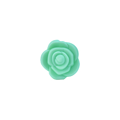 Dark Sea Green Food Grade Eco-Friendly Silicone Focal Beads, Chewing Beads For Teethers, DIY Nursing Necklaces Making, Rose, Dark Sea Green, 20.5x19x12.5mm