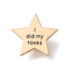 Золотой Эмалевые булавки, броши из сплава для одежды рюкзака, звезды с словом, золотые, 24x25.5x1.5 мм