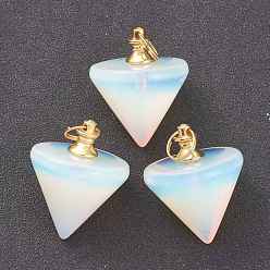 Opalite Opalite Pendants with Golden Brass Findings, Circular Cone, 32~34.5x27.5~28mm, Hole: 8.2mm