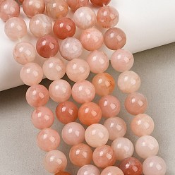 PeachPuff Dyed Natural Pink Jade Beads Strands, Smooth Round, PeachPuff, 10~10.2mm, Hole: 1mm, about 38pcs/strand, 14.96''~15.28''(38~38.8cm)