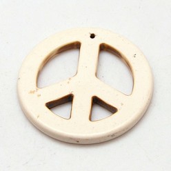 Желтая Старая Ткань  Бусины из синтетического магнезита, окрашенная и подогревом, знак мира, старое кружево, 55x5 мм, Отверстие : 1 мм , около 46 шт / 1000 г