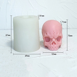 White Halloween Skull DIY Food Grade Silicone Candle Molds, Aromatherapy Candle Moulds, Scented Candle Making Molds, White, 8.1x6.9x8.7cm