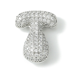 Letter T Стойки обшивки латунь кубического циркония подвески, без кадмия и без свинца, долговечный, алфавит, Письмо T, 22x17x8.5 мм, отверстие : 4x2 мм