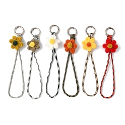 (52) Непрозрачная лаванда 6 шт. 6 Цвета шерстяной пряжи, цветы и полиэстеровый шнур, подвески, украшения, с кольцами для ключей из сплава, платина, разноцветные, 195 мм, 1 шт / цвет