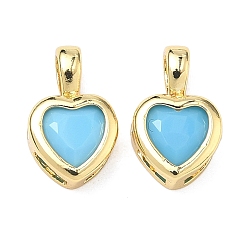 Голубой Стеклянные прелести, сердце, с реечной обшивкой латунными выводами, без кадмия и без свинца, долговечный, граненые, голубой, 12x7.5x3.5 мм, отверстие : 3x2.5 мм