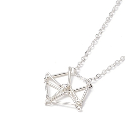 Шестиугольник Латунный мешочек для макраме, пустой держатель для камней для изготовления подвесных ожерелий, с 304 из нержавеющей стали застежка когтя омара, шестиугольник, 17.87 дюйм (45.4 см)