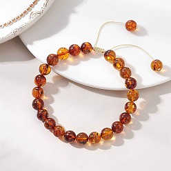 Янтарный Браслеты из натуральных янтарных бусин, плетеные из бусин, для женщин и мужчин., круглые, внутренний диаметр: 1.97~2.95 дюйм (5~7.5 см)
