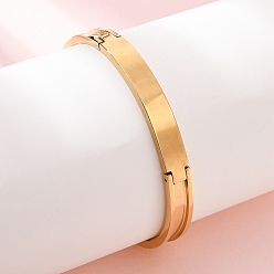 Golden 304 Stainless Steel Grooved Bangle Base, Blank Hinged Cuff Bangles, Leather Inlay Bangle Making, Golden, Inner Diameter: 2.50x2.15 inch(6.35x5.45cm), Slot: 8mm