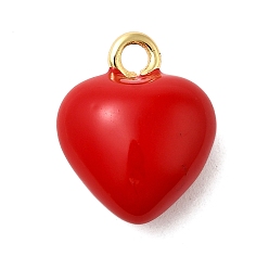 Красный Латунь эмаль прелести, реальный 18 k позолоченный, без кадмия, без никеля и без свинца, сердце прелести, красные, 14.5x12x7 мм, отверстие : 1.8 мм