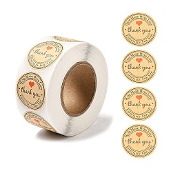 BurlyWood DIY Scrapbook, 1 Inch Thank You Stickers, Decorative Adhesive Tapes, Flat Round with Word Thank You, BurlyWood, 25mm, about 500pcs/roll