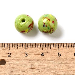 Светло-зеленый Коричневый Бусины лэмпворк , круглые, оливковый, 12.5x12 мм, отверстие : 1.8 мм