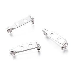 Stainless Steel Color Tarnish Resistant 304 Stainless Steel Brooch Pin Back Bar Findings, Stainless Steel Color, 21x4.5x8mm, Hole: 2mm, Pin: 0.5mm