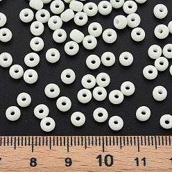 Honeydew 6/0 Glass Seed Beads, Macaron Color, Round Hole, Round, Honeydew, 4~4.5x3mm, Hole: 1~1.2mm, about 4500pcs/bag, about 450g/bag.