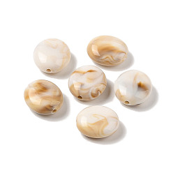 Цвет Древесины Двухцветные непрозрачные акриловые бусины, имитация драгоценных камней, овальные, деревесиные, 16x14x7 мм, отверстие : 2 мм, Около 442 шт / 500 г
