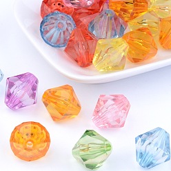 Mixed Color Faceted Bicone Transparent Acrylic Beads, Dyed, Mixed Color, 18mm, Hole: 2mm, about 150pcs/500g