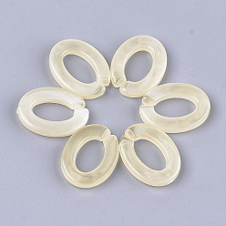AntiqueWhite Acrylic Linking Rings, Quick Link Connectors, For Jewelry Chains Making, Imitation Gemstone Style, Oval, Wheat, 24.5x18.5x4mm, Hole: 14.5x9mm, about: 440pcs/500g