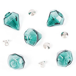 Аква Наборы для самостоятельного изготовления подвесок из стеклянных бутылок с бриллиантами, включая латунные бусины-подвески, вода, 16~17x15~15.5x13.5~14.5 мм, отверстие : 2.5~5 мм