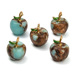 Аква Терра Яшма Синтетические подвески Aqua Terra Jasper, с латунной фурнитурой , яблочные прелести, золотые, 17x14 мм, отверстие : 3x4 мм