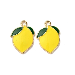 Золотой Подвески из эмали и сплава, лимонный шарм, золотые, 19.5x13.5x2 мм, отверстие : 1.6 мм